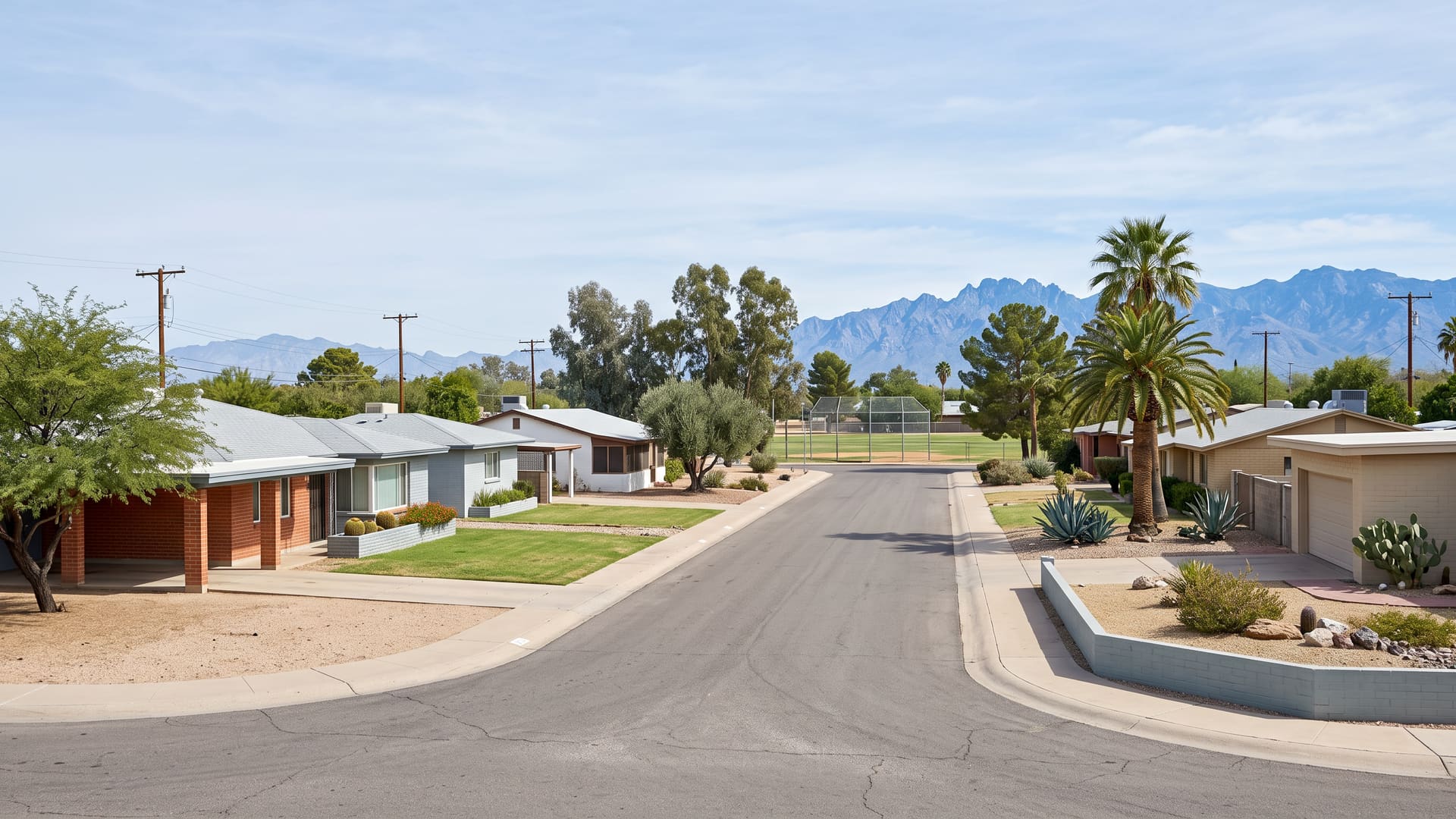 Manana Vista, Tucson, AZ — Suburban neighborhood with TUSD (Kellond Elementary, Booth-Fickett K-8, Palo Verde High) schools. Avg. sale price $314,000.